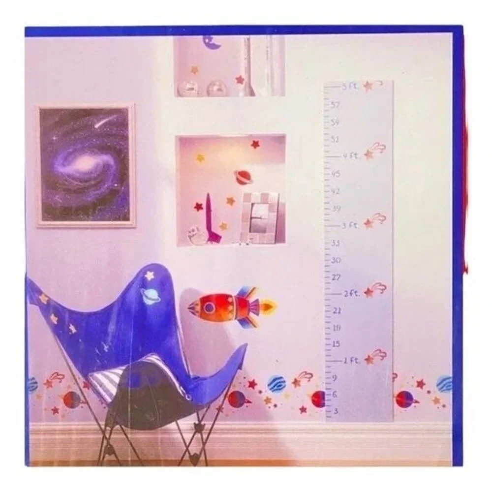 Plaid Decor Growth Chart Borders Space Rocket Stars Planets Wall Stencils Kit‎